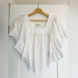 Madewell Flutter-Sleeve Butterfly Top Eyelet White XXS